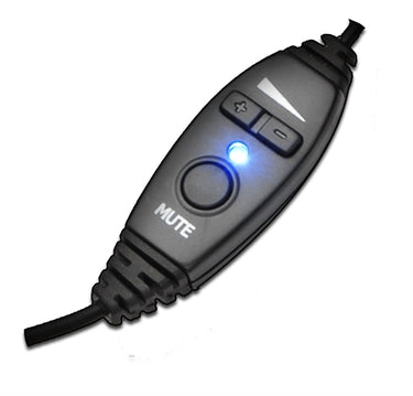 Close-up of in-line volume and mute control for NC-181VM USB headset, ideal for school headphones and online learning.
